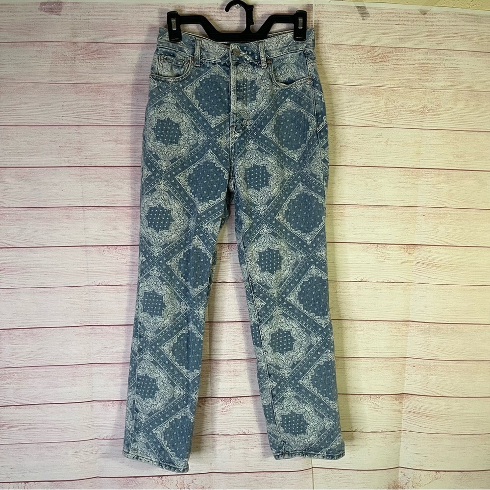 Pacsun Bandana Print High Rise Straight Leg‎ Jeans Size 25